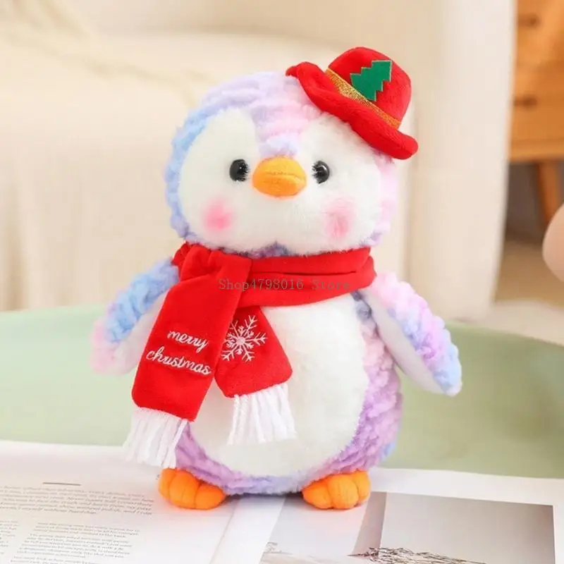 Stylish Penguins Plush Family Set Lovely Stuffed Animals with Hats and Scarves Portable for Collector and Decoration