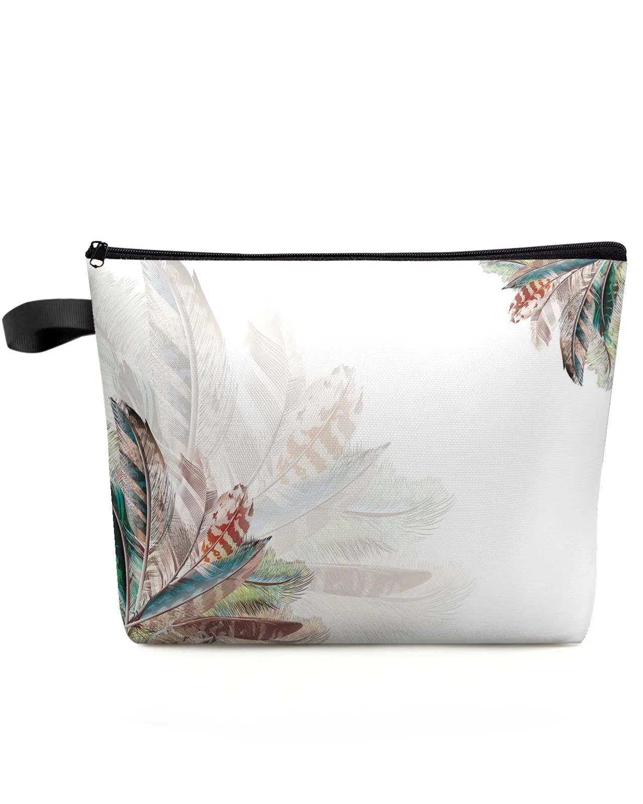 

Animal Colorful Feathers Waterproof Travel Cosmetic Storage Bag Portable Makeup Bag Large Capacity Toiletry Organizer Pouch