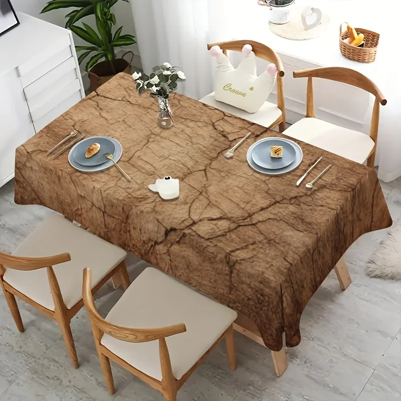 Flat printing, soft, fashionable and beautiful. Bark texture tablecloth.