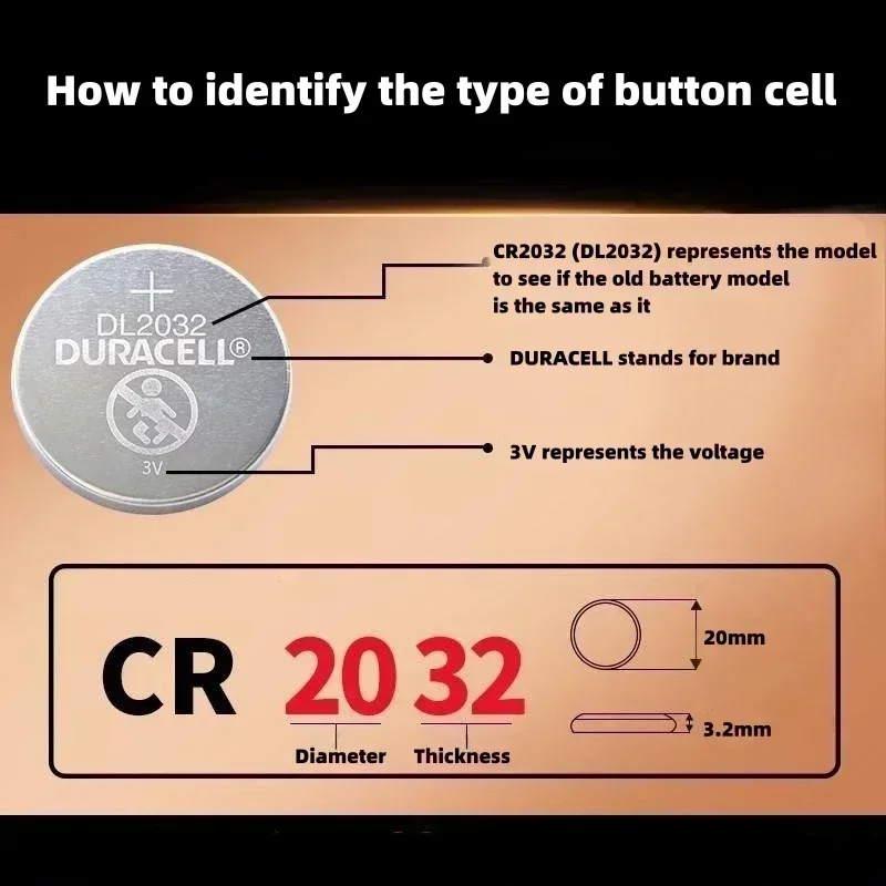 DURACELL CR2032 5-100PCS 3V DL2032 LM2032 ECR2032 Lithium Battery for Car Key Watch Calculator Coin Battery gift Screwdriver