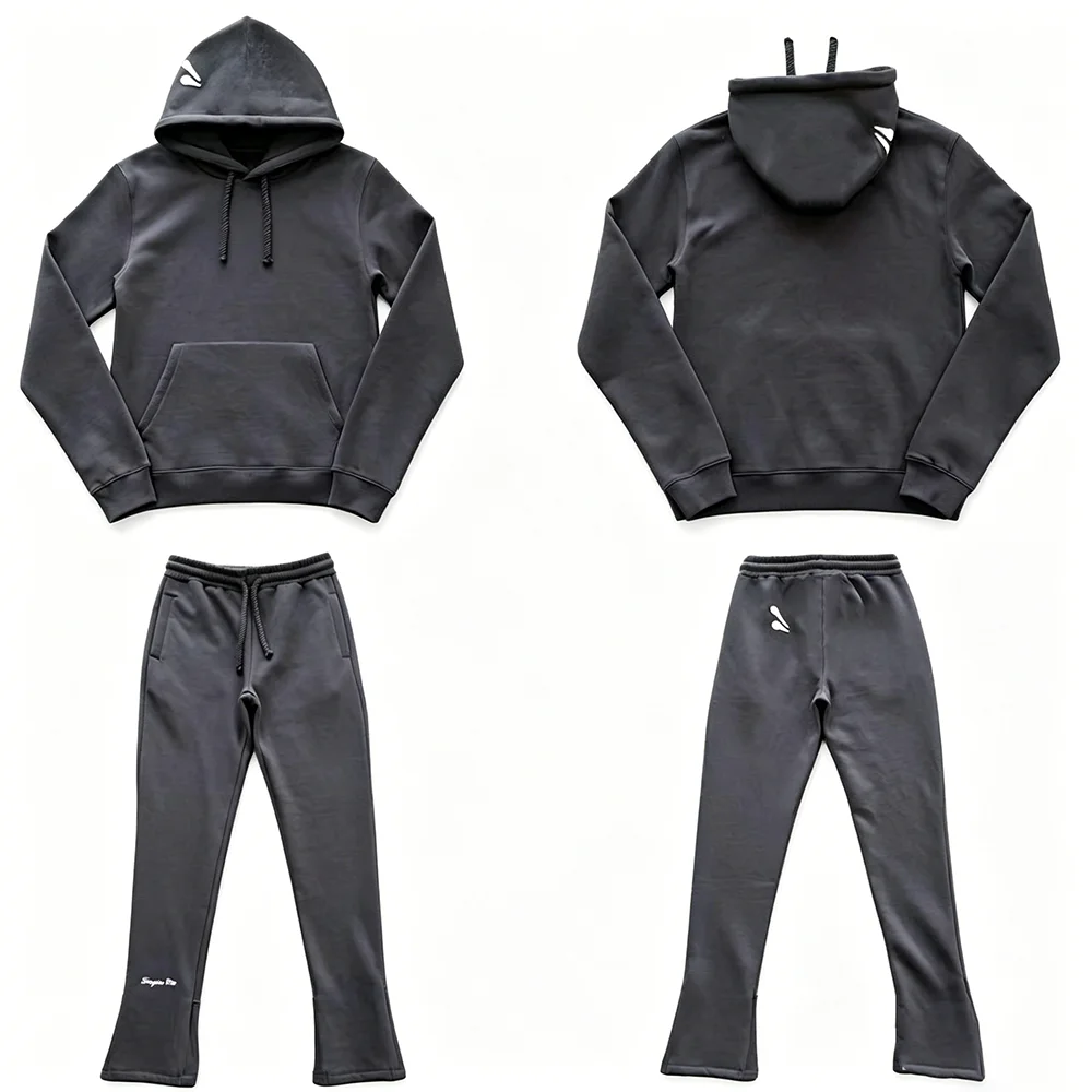 

Jogging Streetwear Hoodies Trousers Set Tracksuit Men Clothing Y2k Cotton Sweatshirts Tops Pants Mens Clothes Black