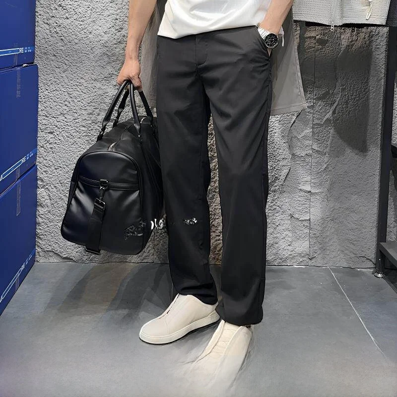 

GARAGE MAN Men's Casual Pants Lightweight Breathable Straight Leg Elastic Commuter Casual Pants Faionable Urban Sle