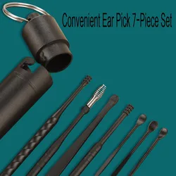 7PCS Set Ear Cleaner Earwax Removal Tool ABS Earpick Curette Reusable Ear Cleaning Wax Remover Spring Spoon Ear Pick Cleanser