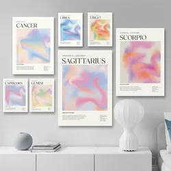 Sagittarius Constellation WallArt Canvas Painting Astrology Gradient Aura Zodiac Poster Horoscope Pictures LivingRoom Home Decor
