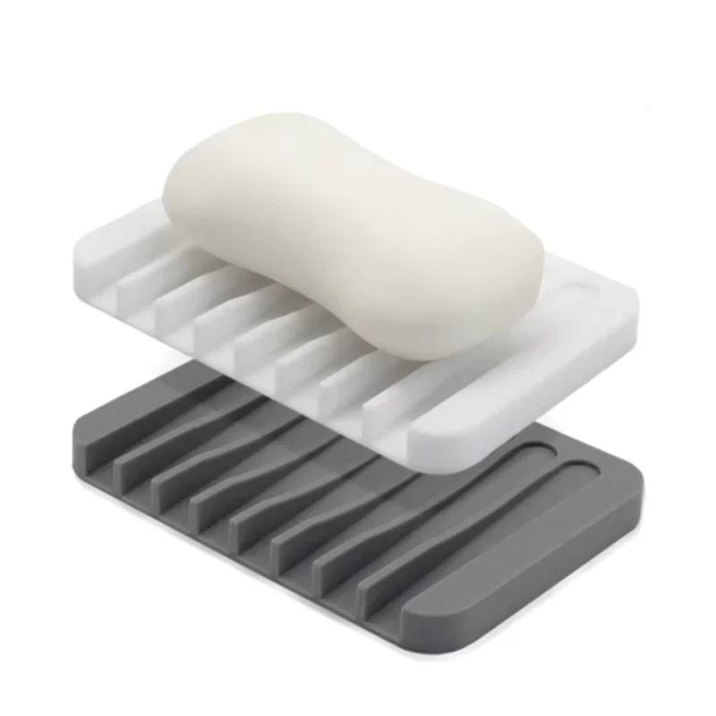 Bathroom Silicone Soap Dish Drain Bath Drain Soap Rack Kitchen Countertop Sponge Rack Drying Tray