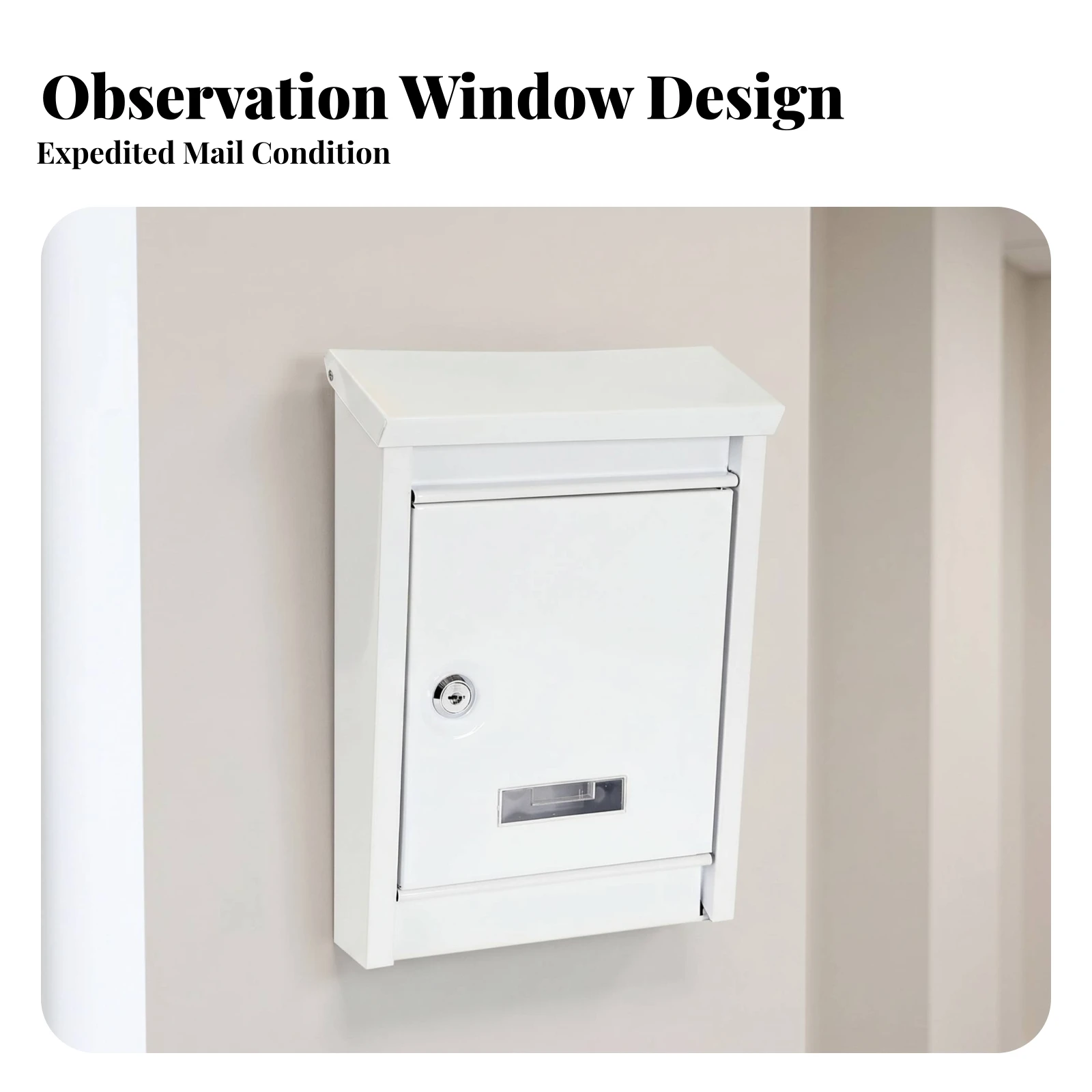 Home Fixture Locked Mailbox Lockable Metal Mail Box Easy to Install Keyed Lock Wall-Mounted Mailbox