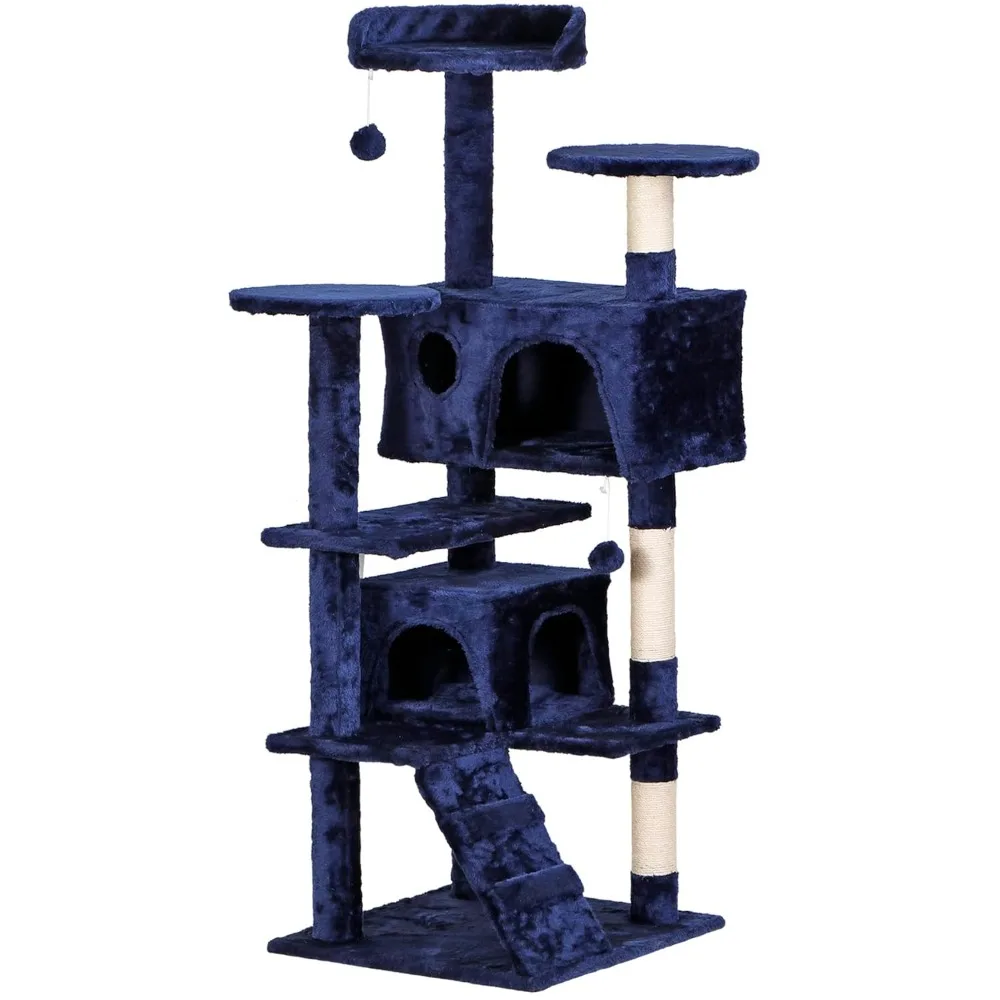 

54 in Cat Tree Tower for Indoor Cats Multi-Level Cat Condo Cat Bed Furniture with Scratching Post Kittens Activity, Customized