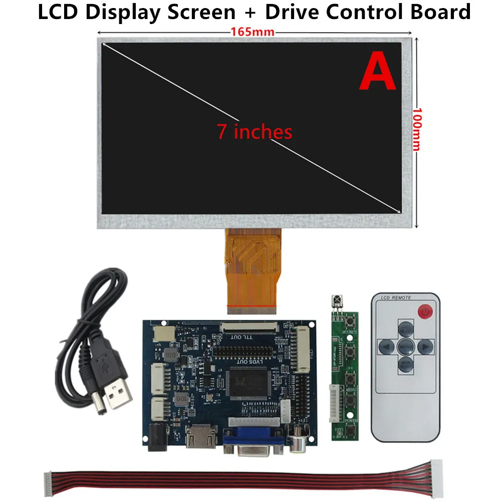 Imagem -02 - Polegada 1024*600 Ips Tela Lcd Universal Faça Você Mesmo Placa de Controle Driver para Raspberry pi Banana pi pc Monitor Portátil 7