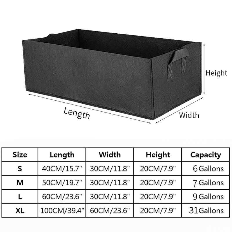 Felt Grow Bag Garden Raised Planting Bed Rectangle Plant Nursery Pot Portable Flower Vegetable Tomato Potato Planters Container