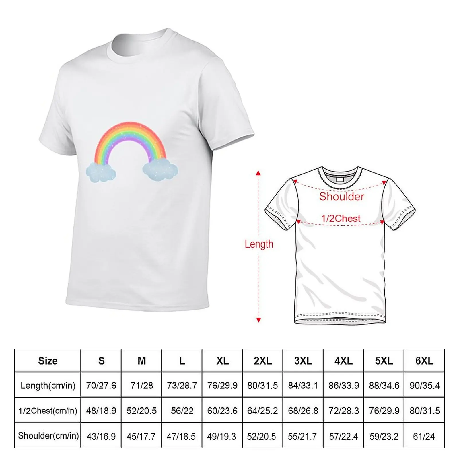 glitter rainbow T-Shirt cotton t shirts man 100% t shirt man plain printed t shirts for man T-shirt