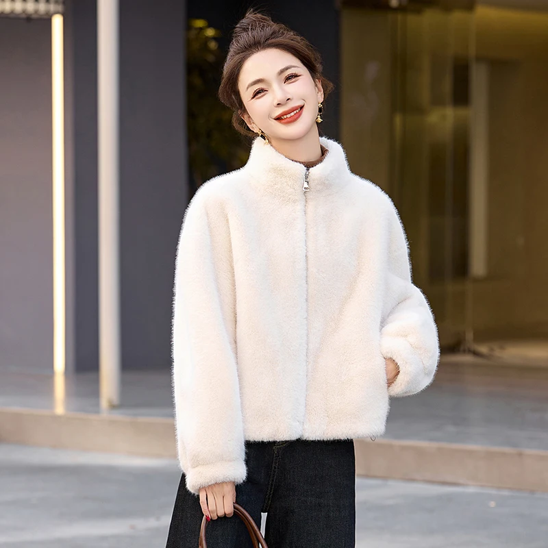 Winterjas Vrouwelijke Nertsenjassen Herfst Winter Pluizige Faux Nertsen Bontjas Vrouwen Elegante Dikke Warme Jassen Voor Vrouw Tops Outerwears