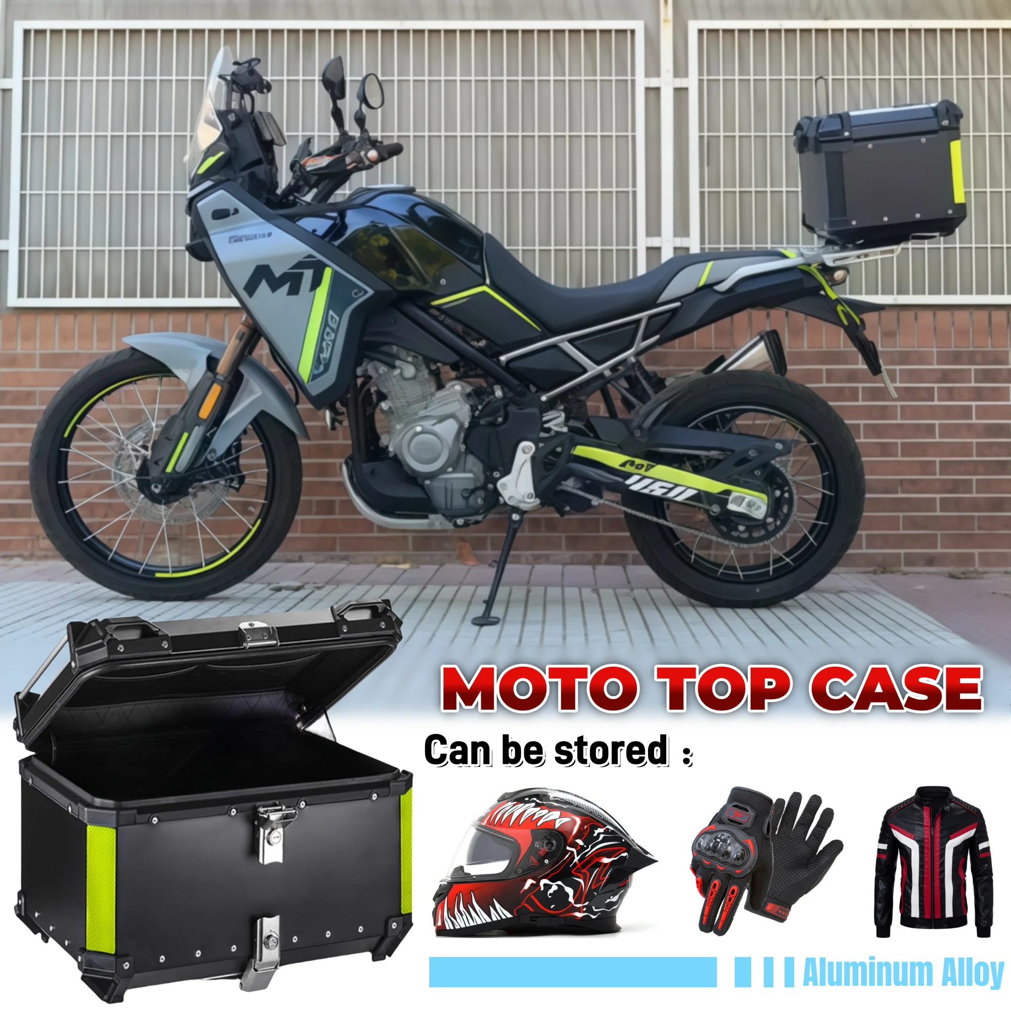 65L, 55L, 45L Aluminium Motorrad-Topcase Helmbox Wasserdichter Motorrad-Koffer Heckbox Gepäckbox mit Schnellverschluss Werkzeugbox – Detail 3