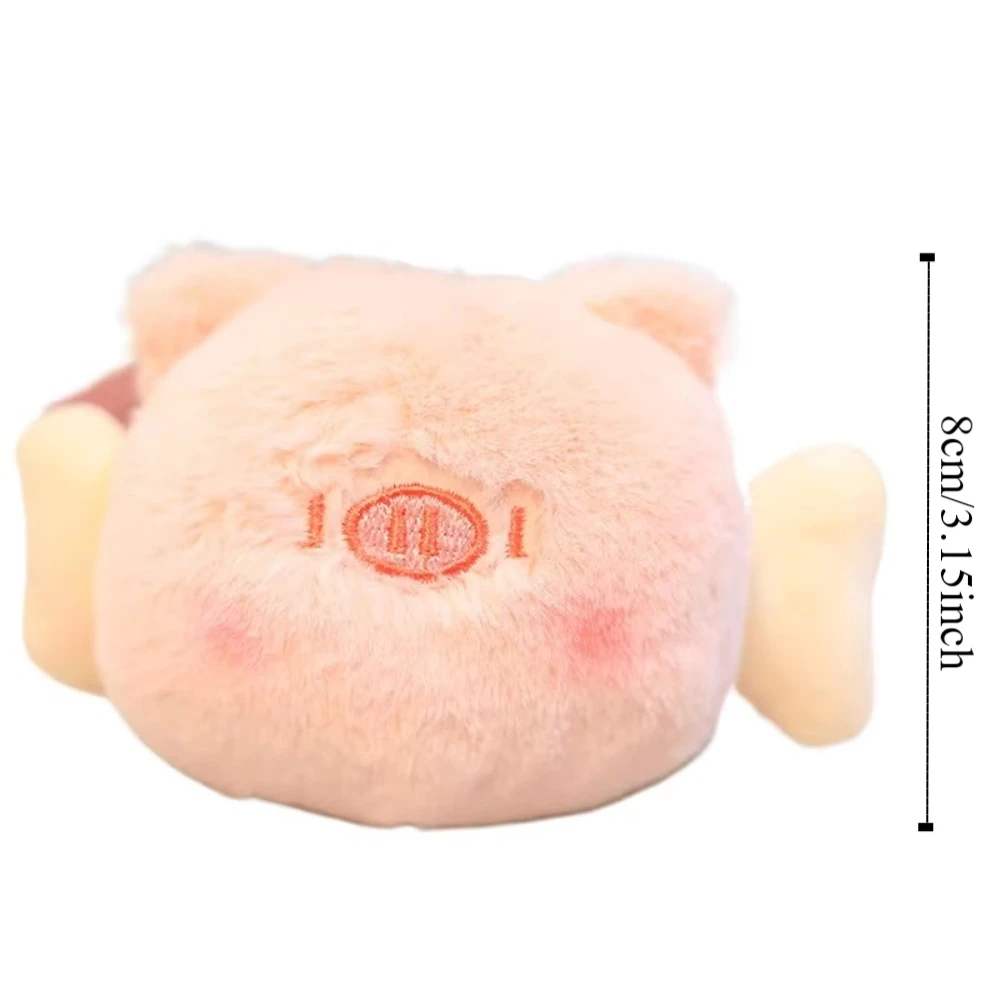 Porte-clés en os détachable de cochon pelucheux, cœur de fille, tête de cochon douce, poupée en peluche, Collection de bijoux, porte-clés en peluche de cochon