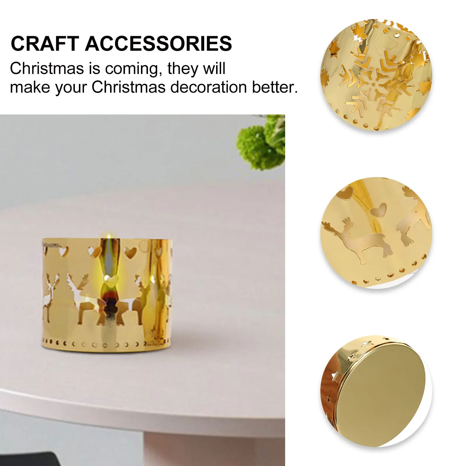 

3pcs Christmas Hollow Holder -Welded Desktop Decorative Candlestick For Home Wedding Party Tea Light Holder