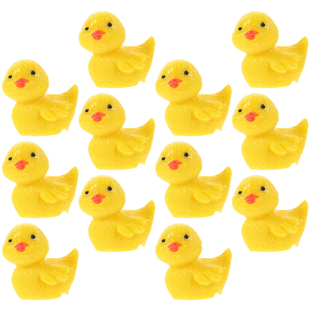 

12 Pcs Cars Toy Twisted Duck Animal Tiny Animals Figures Cake Yellow Ducks Resin