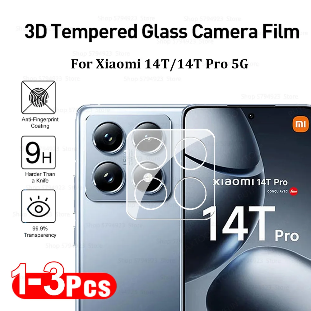 1-3pcs Camera Tempered Glass Cover For Xiaomi 14T Pro 5G 3D Curved Camera Lens Protector xiaomi14TPro 14 T Pro xiaomy14T Pro t14