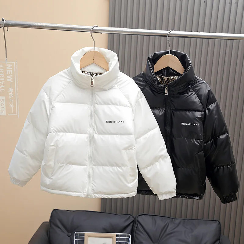 2026 Boys Girls Coat Winter Versatile Casual Cotton Padded Jacket Stand Collar New Versatile Puffer Jacket Short Thick Warm