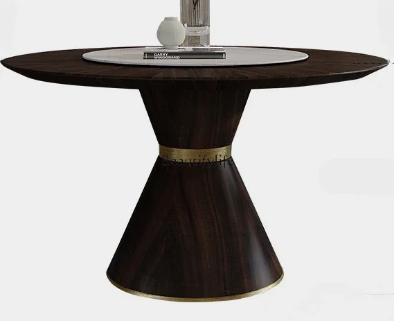 

ld25Italian minimalist household solid wood round dining table rotating disc small apartment dining table