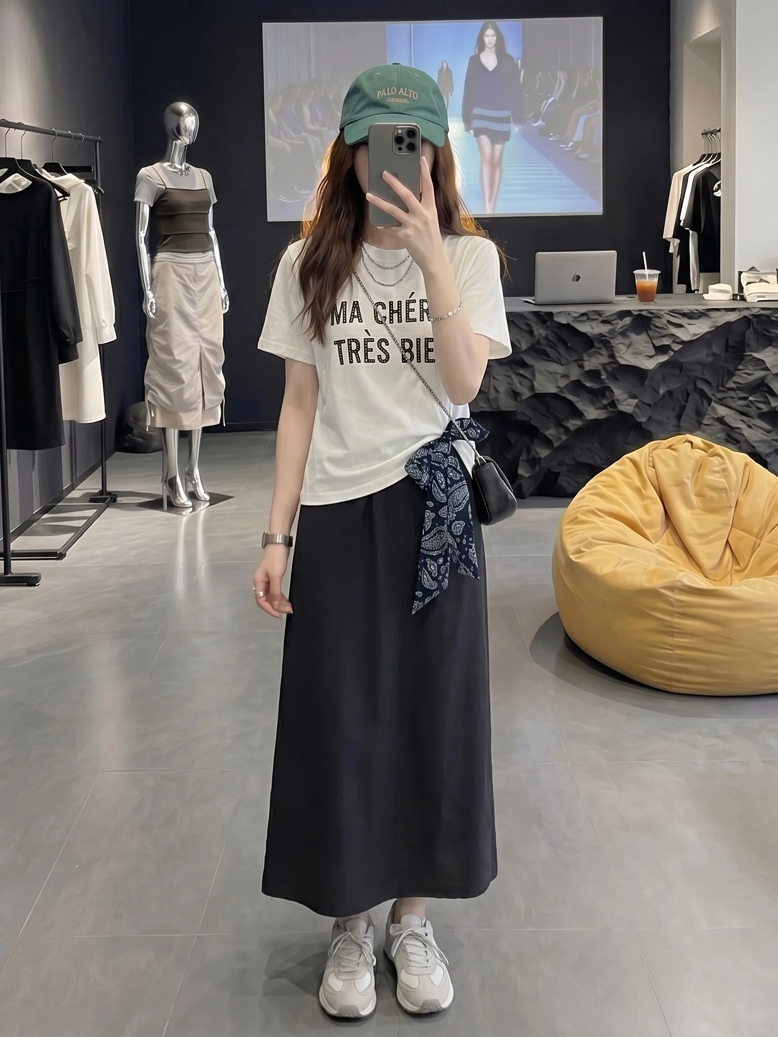 

Summer Fashion round Neck Short Sleeve T-Shirt And Skirt Set Women's Beautiful Half-length Skirt And T-shirt Two-piece Set