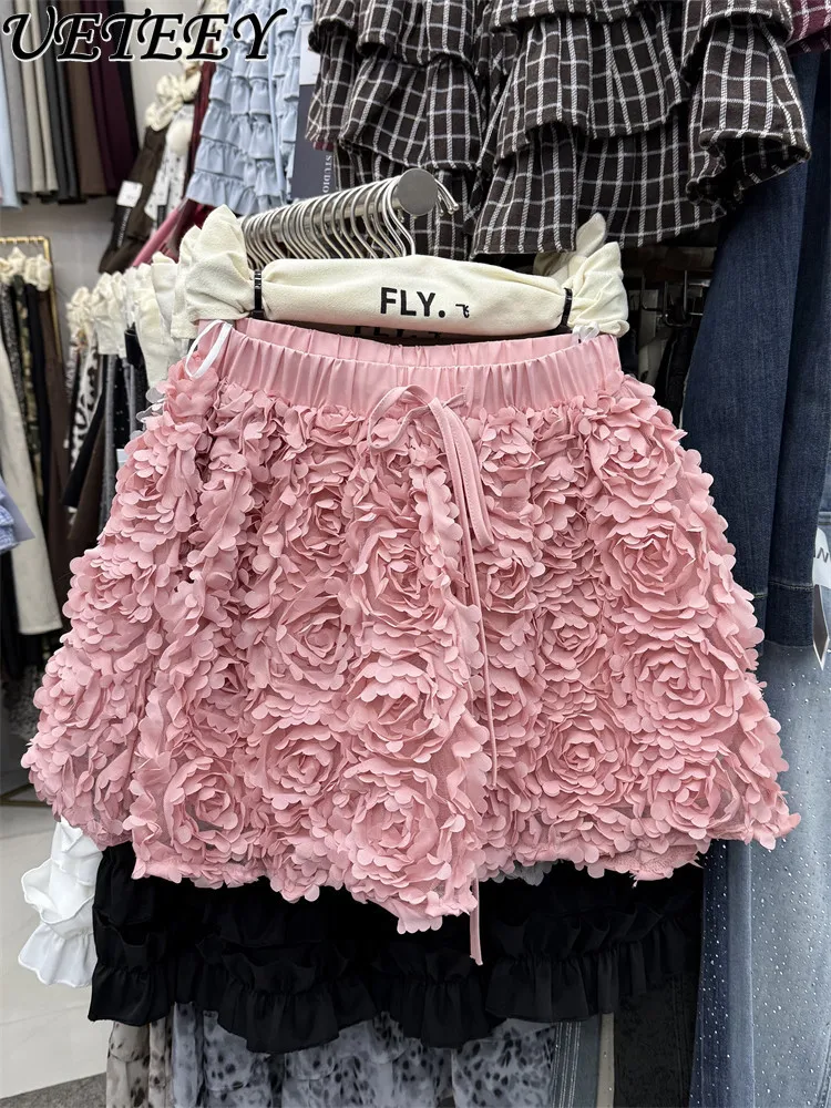 

Sweet Style Floral Elastic Waist Mini Skirt 2026 Spring/Summer New Style Age-Reducing Slimming Fluffy Cake A-Line Short Skirts