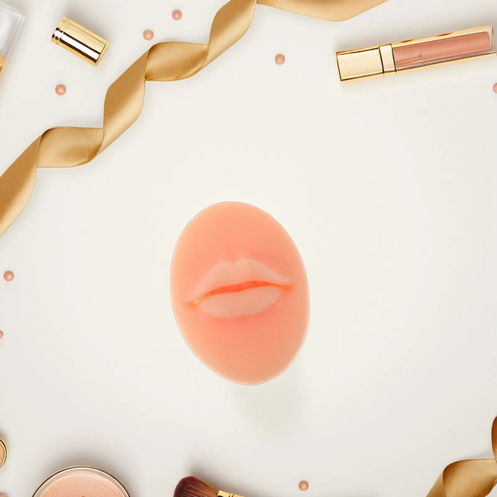 2Pcs Realistic Silicone Lip Tattoo Practice Supply Portable Makeup Artificial Practice Lip Silicone Tattoo Skin Soft Elastic