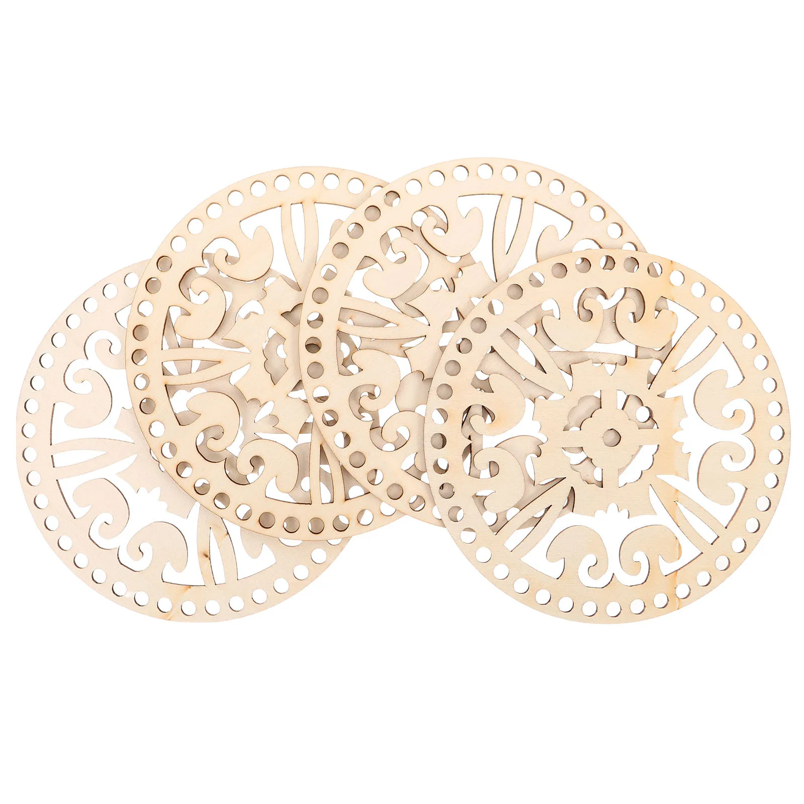 

4Pcs Crochet Basket Wood Base Unfinished Round Knitting Bottom for Weaving Bag Making Crafts DIY Supplies Crochet Basket Base