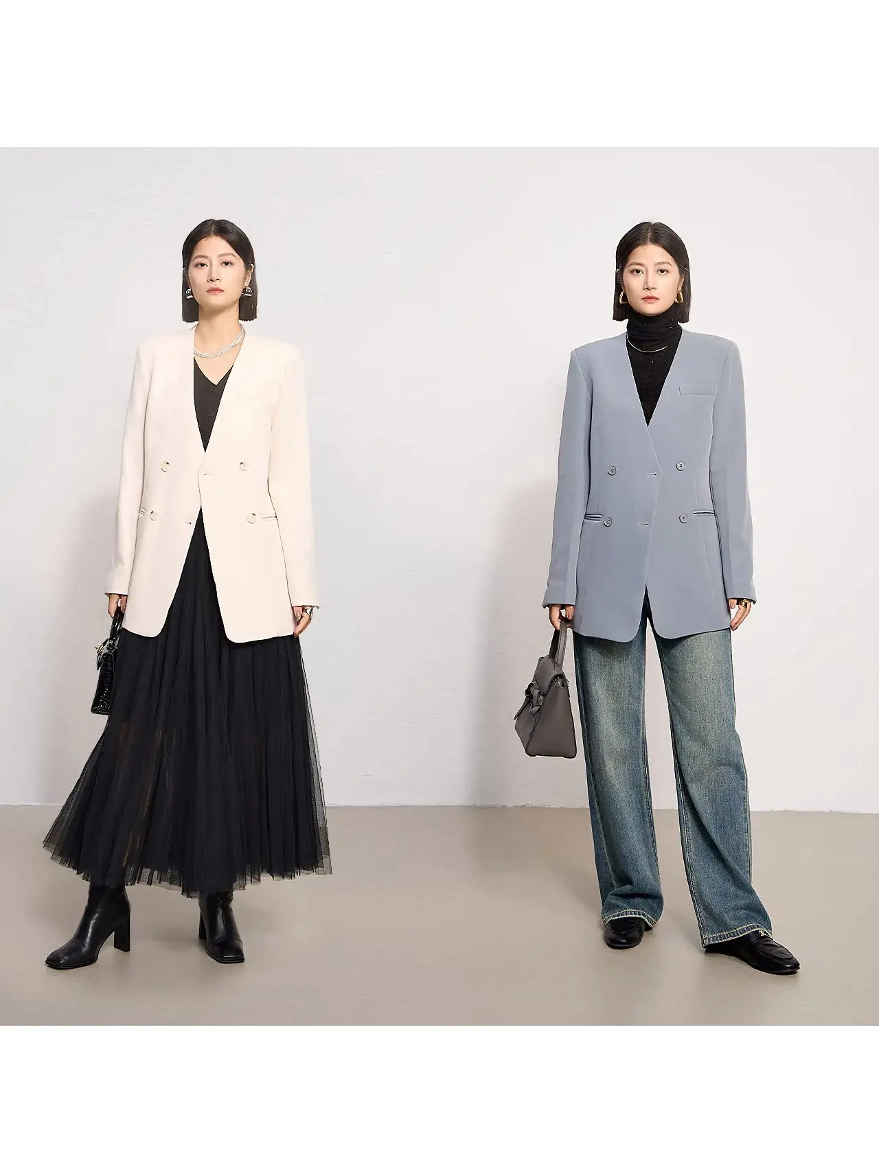 

Anti-Wrinkle Casual Loose Women's Suit Jaet V-Ne Premium Feel Spring Faion Ele Slimming Silhouette Commute Sle