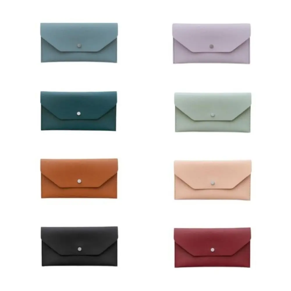 Portefeuilles d'enveloppe de style coréen en cuir PU pour femmes, pochette longue portable, porte-monnaie multifonctionnel, sac à monnaie féminin