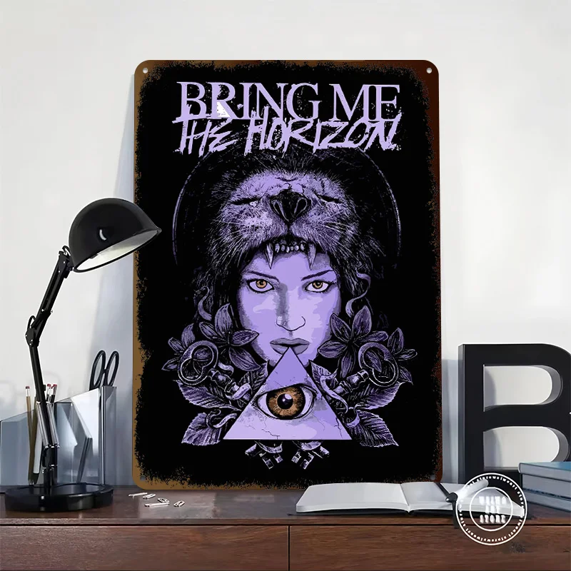 Bring Me The Horizon Artwork Tinplate Posters Customizable Wall Art Retro Vintage Metal Signs for Home Room Bedroom Decorations