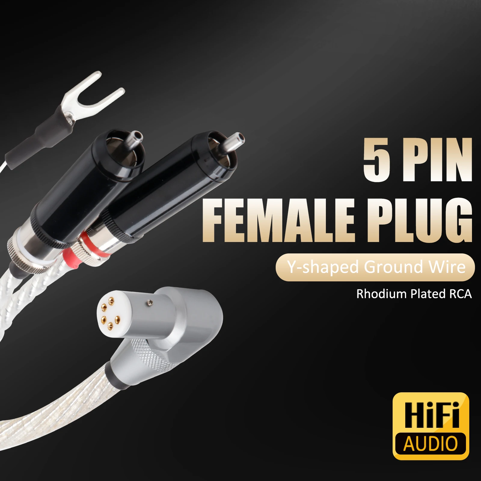 

5 Pin DIN Tonarm Cable 2RCA Turntables Signal Cable LP Phono Turntables Analog LP Tonarm Cable