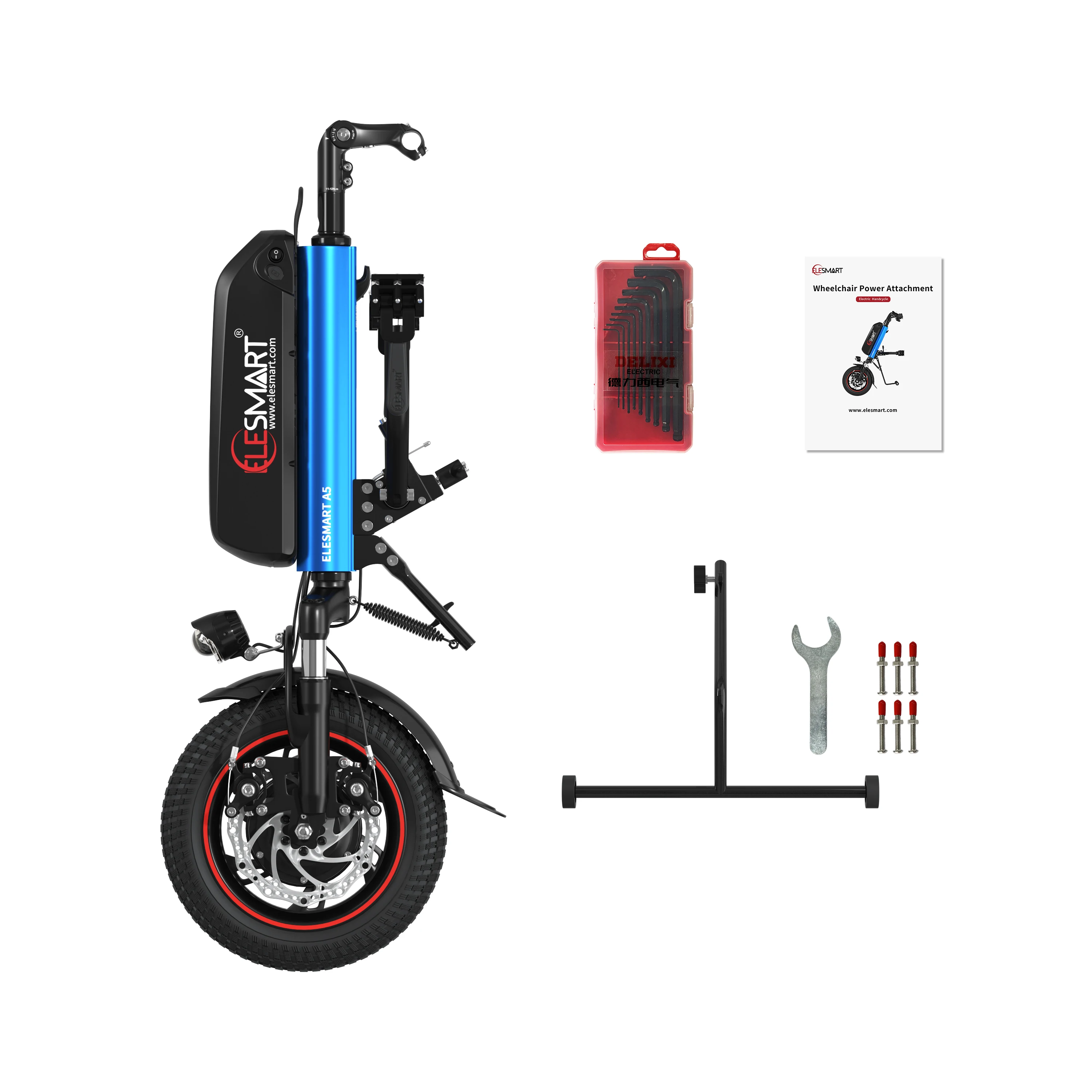 A5 36v 500w 12 Inch Electric Wheelchair Handbike Power Assist with 10.4ah/12.8ah/16ah Lithium Battery