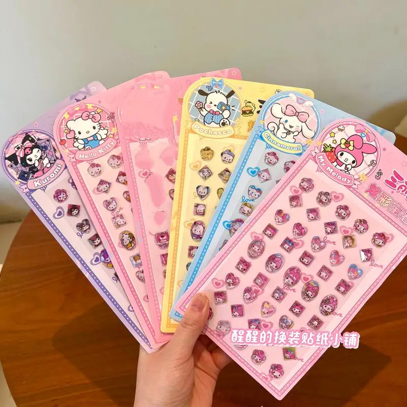 

Kawaii Sanrio Kuromi Hello Kitty friends Cartoon Diamond Stickers Girl Crystal Diy Material Stickers Decorative Creative Gift