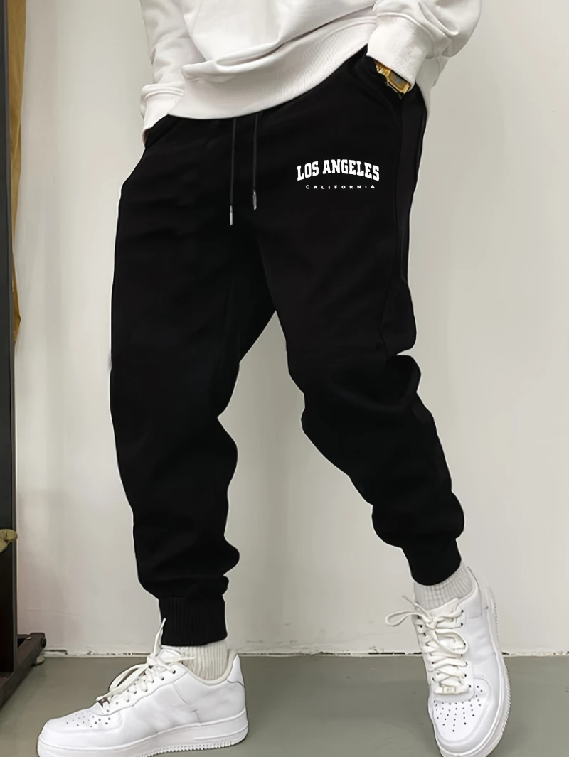 

2025 Autumn and Winter Mens Los Angeles Print Jogger Sweatpants Fleece Lined High-end Luxury Is for Both Men and Women Gym