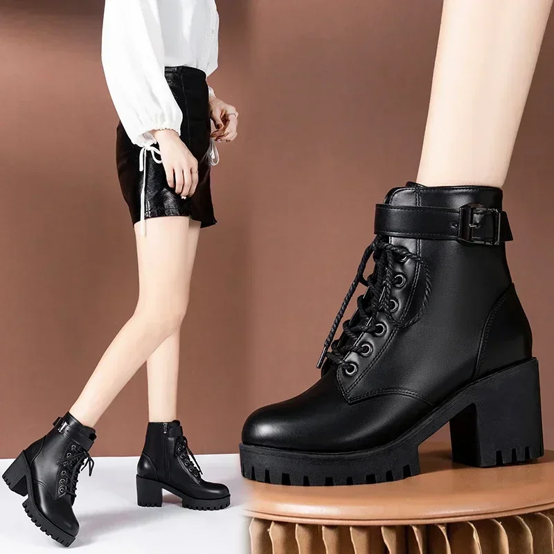 

Women's Knight Boots Side Zip High Heels Round Head Thick Heel Wear-resistant Fashion Boots Outdoor Daily Commute Women Shoes