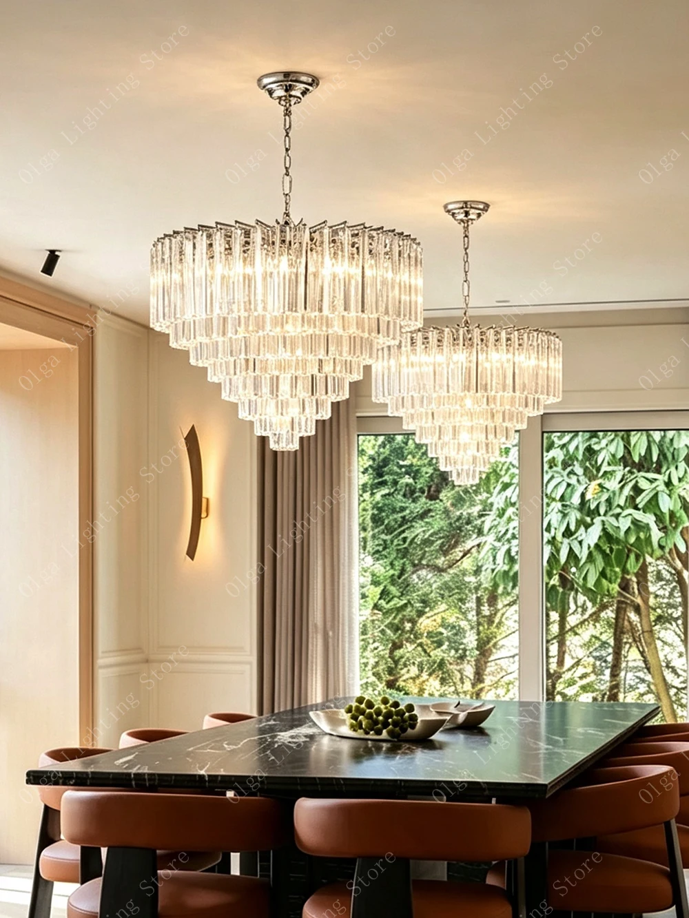 Cone-shaped Crystal Chandelier Lights for Dining Room Renovation, Elegant Home Decor Vintage Lamparas for Entrance Bedroom