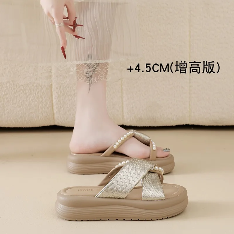 Summer Women's Platform Elevated Mules Slippers, Small & Plus Size Available Wide Feet Friendly Height Boost Casual Footwear