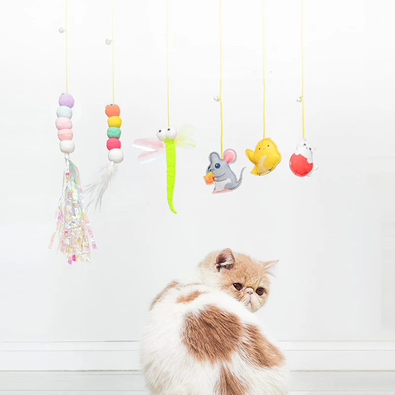 hanging automatic interactive Cat Toy Funny mouse toys Cat Stick with bell Toy for Kitten Playing Teaser Wand Toy Cat Supplies