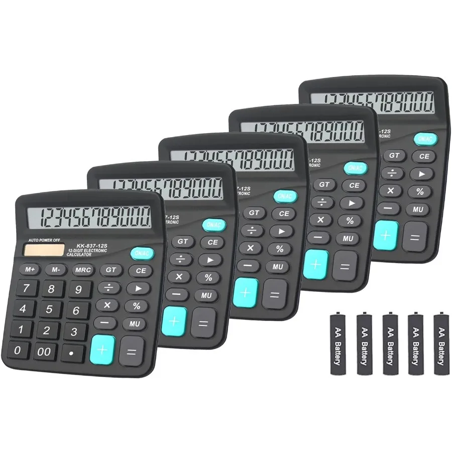 Calculadora de botones grande con pantalla LCD en ángulo y funcionalidad de doble potencia de 12 dígitos para oficina, escuela y uso doméstico, ideal para Q