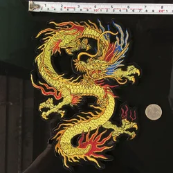 Chinese Style Gold Dragon Cloth Stickers Flying Dragon Embroidery Patch Decal Cheongsam Embroidery