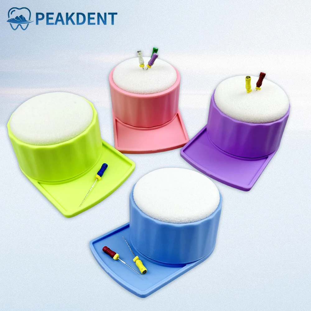 

Dental Root Canal Cleaning Drills Block Holder With Sponge Endodontic File Washing Box Round Endo Stand Dentist Lab Organizer