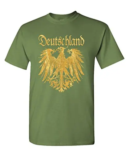 Deutschland Metallic Gold Reichsadler Printed Mens Gift T Shirt. Short Sleeve 100% Cotton Casual T-shirts Loose Top Size S-3XL