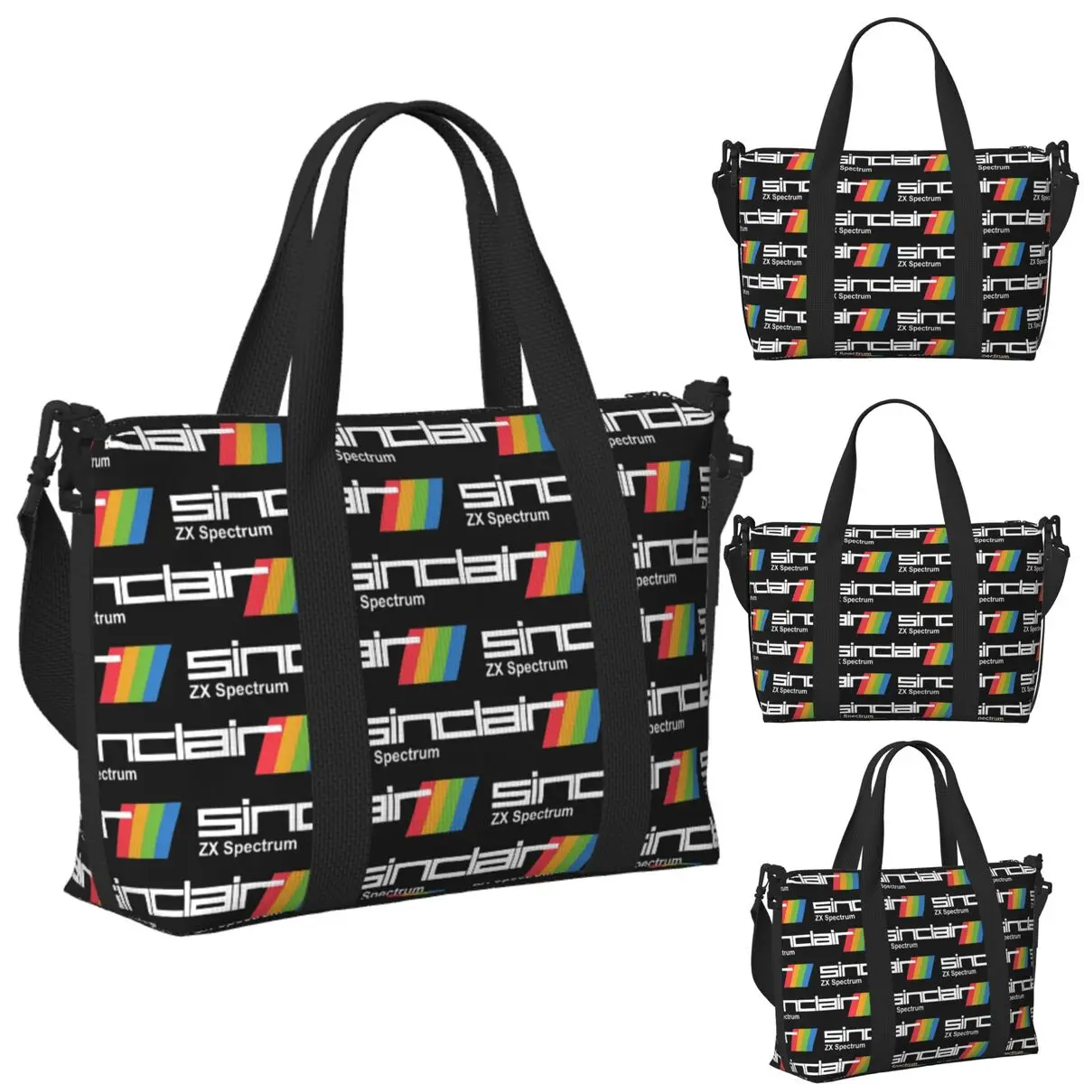 

Custom ZX Spectrum Beach Travel Bag Large Capacity Tote Bags for Gym Yoga Women Shopping Duffle Shoulder Bag