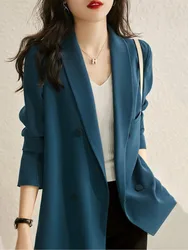 Women Fashion Office Blazers Long Sleeve Cardigan Office Work Solid Professional Notched Classic Temperament Blazer New