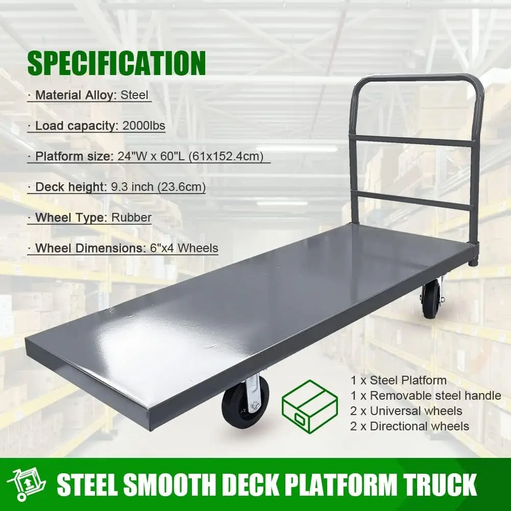 Platform Truck/Smooth Deck Platform Truck Industrial Push Cart 60