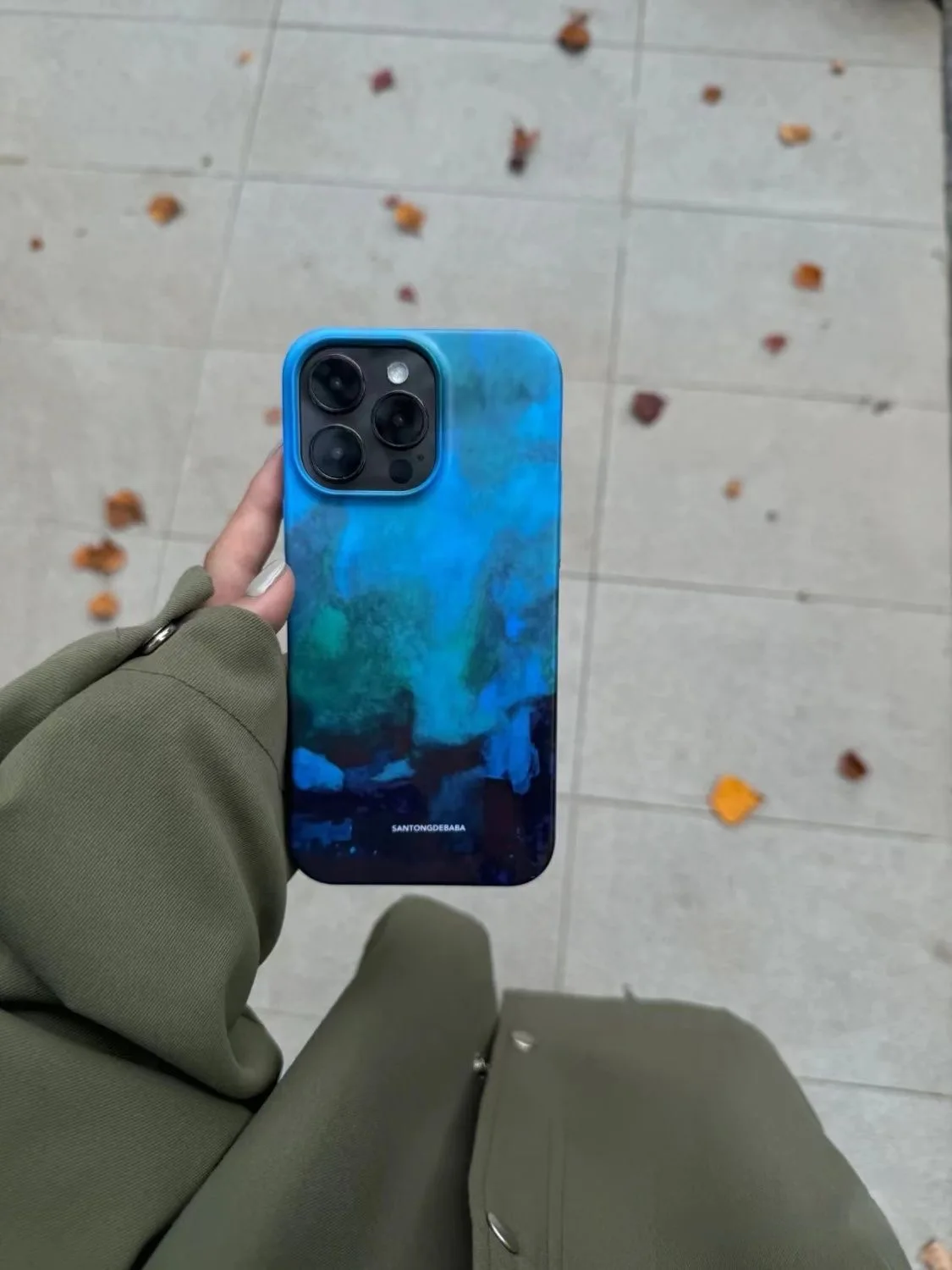 Artistic INS Style Blue Smoke Forest Oil Painting Chic Phone Case for iPhone 15 14 11 12 13 Pro Max Plus Back Cover