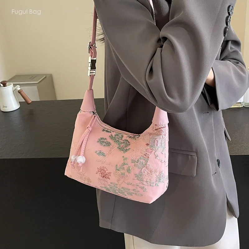 Fashionable Chinese Style Retro High-end Handbag, Exquisite and Elegant, Versatile New Single Shoulder Women's Crossbody Bag