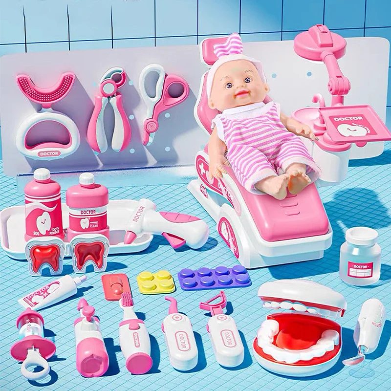 الأطفال التظاهر اللعب الطبيب مجموعة ألعاب مستشفى الأسنان مقلد أداة طبية المشهد التفاعل ألعاب لعبة للبنين بنات الهدايا