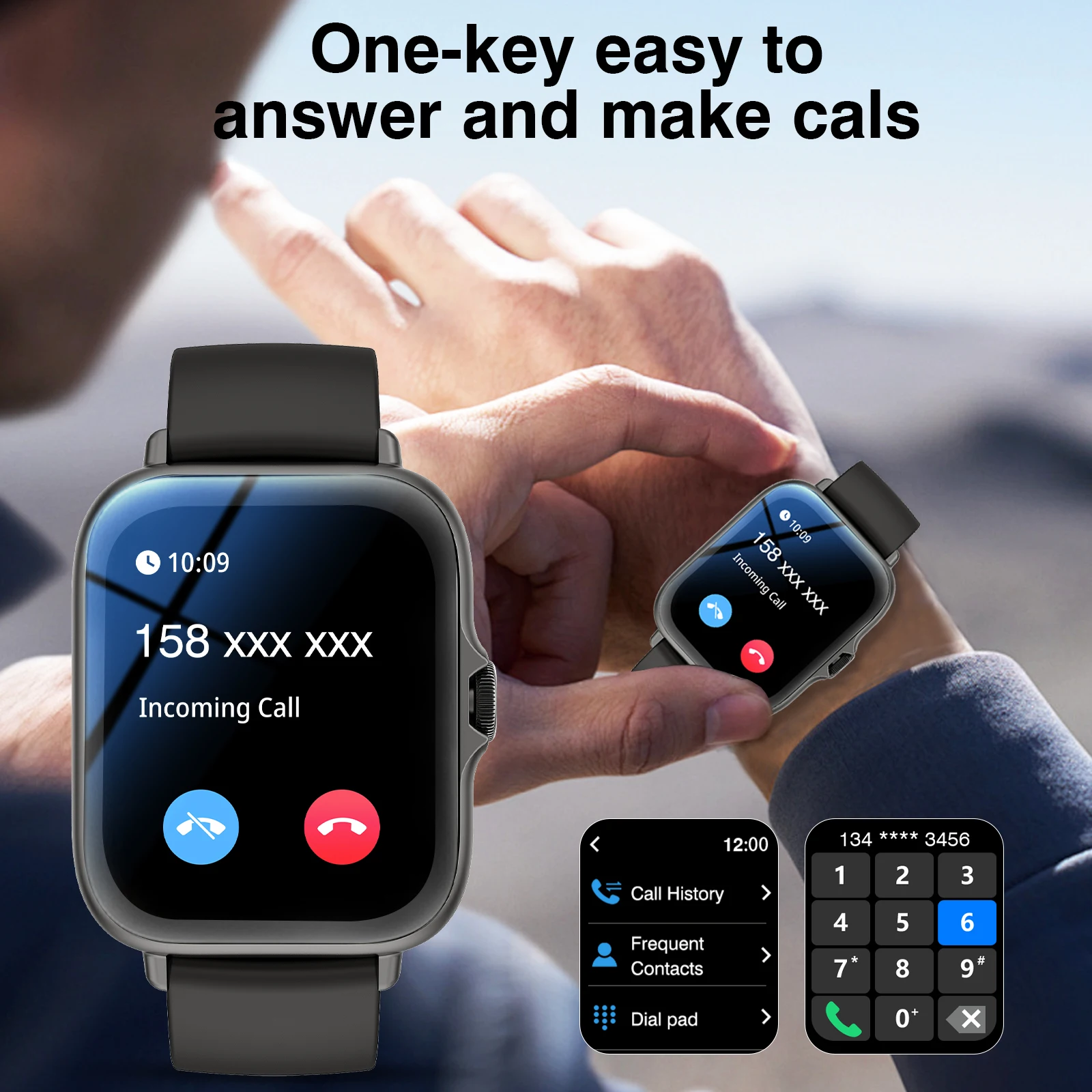 ساعة ذكية رياضية خارجية بشاشة  - مراجعة Smartwatch Iphone Watch For Men وسعره