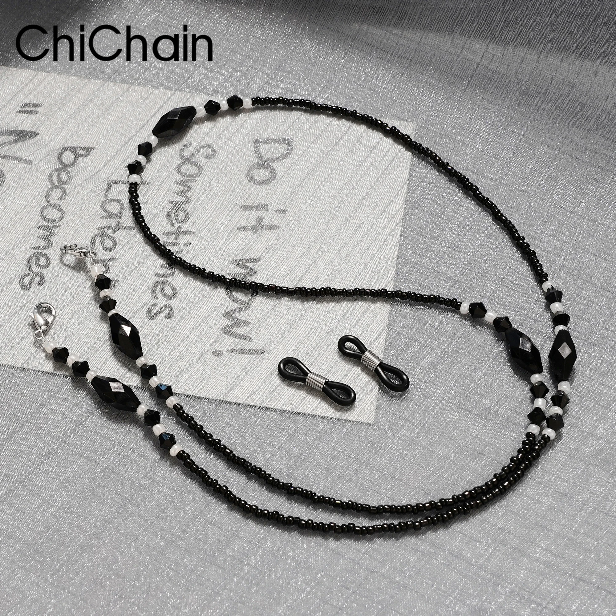 Sonnenbrillenkette mit Raute und Diamantperlen, Gothic und Bohemian-Sonnenbrille mit rutschfesten Schlaufen, passend für alle Brillen-Lesebrillen