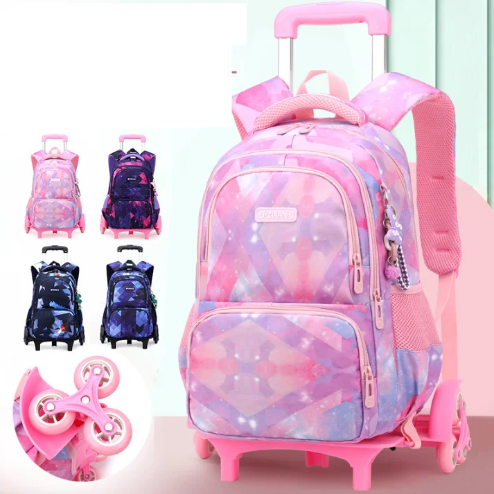 Mochila escolar con ruedas para niñas, bolso con ruedas, escolar